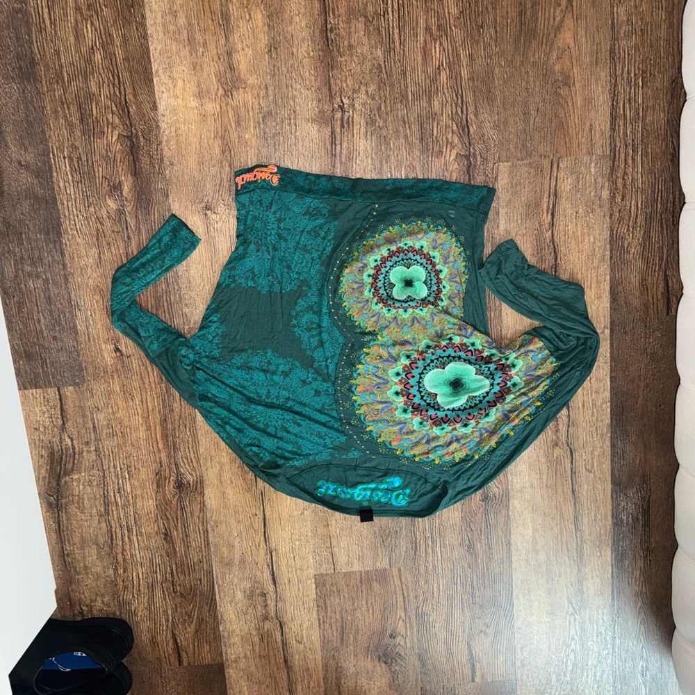 Desigual Teal and Multicolor Asymmetrical Skirt
